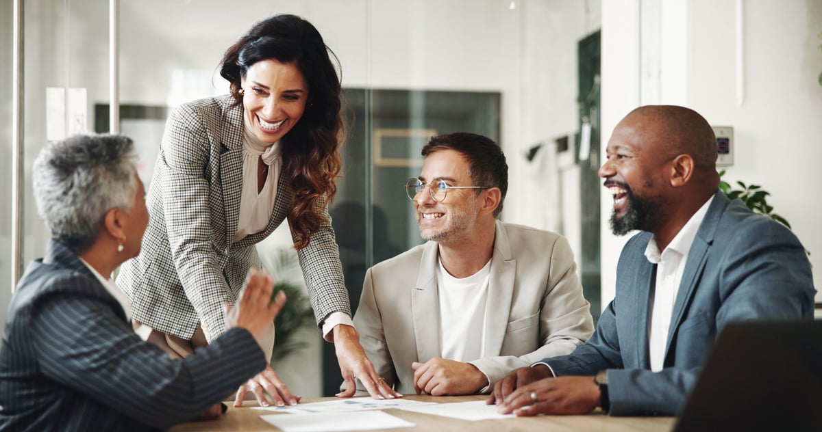 Meeting, documents and business people in office for finance investment with company with online.